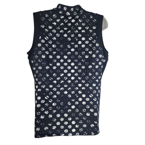 TAIL Womens Polo Tank Top Luna Sleeveless 1/4 Zip Mock UPF 50 Polka Dot Large - Picture 2 of 9